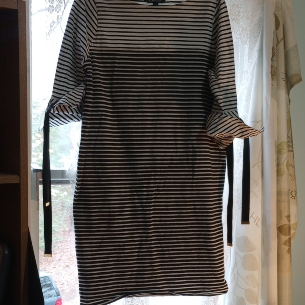 Lauren Ralph Lauren Black and White Long Sleeve Dress